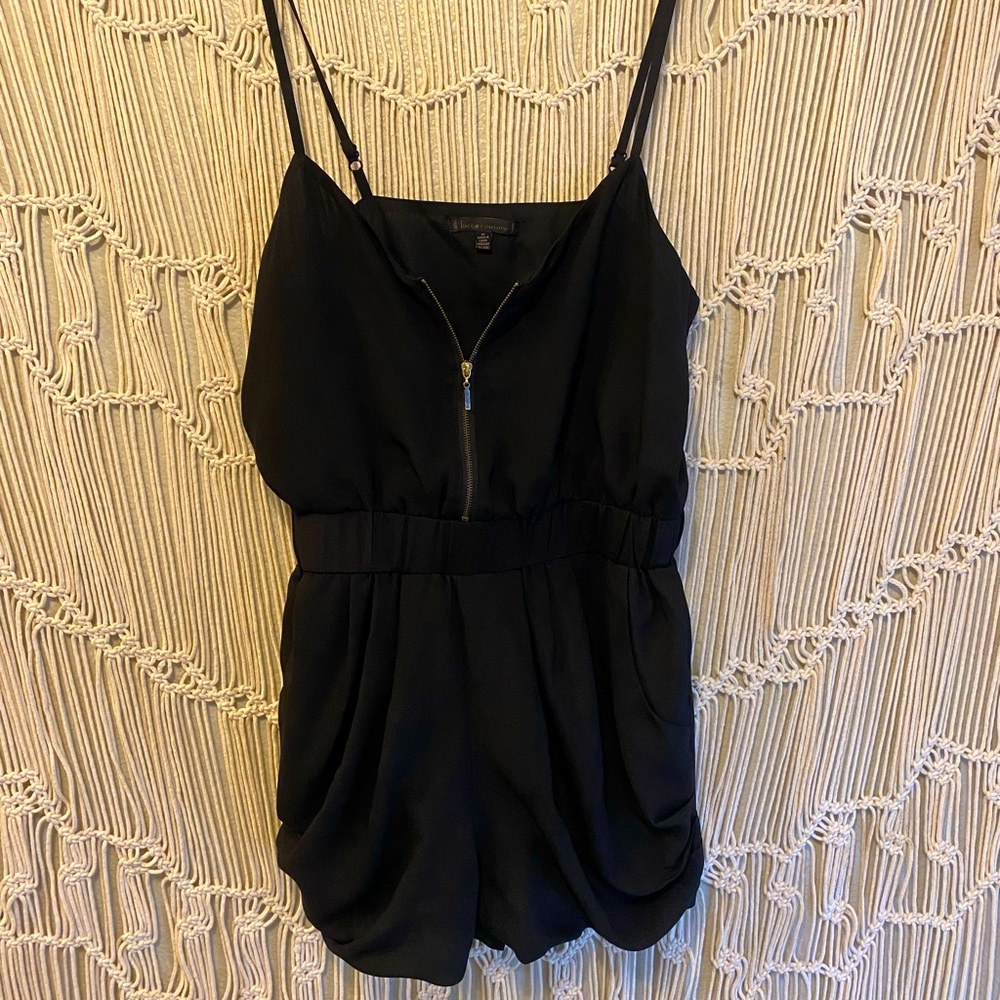 Black thin strap romper w/ pockets